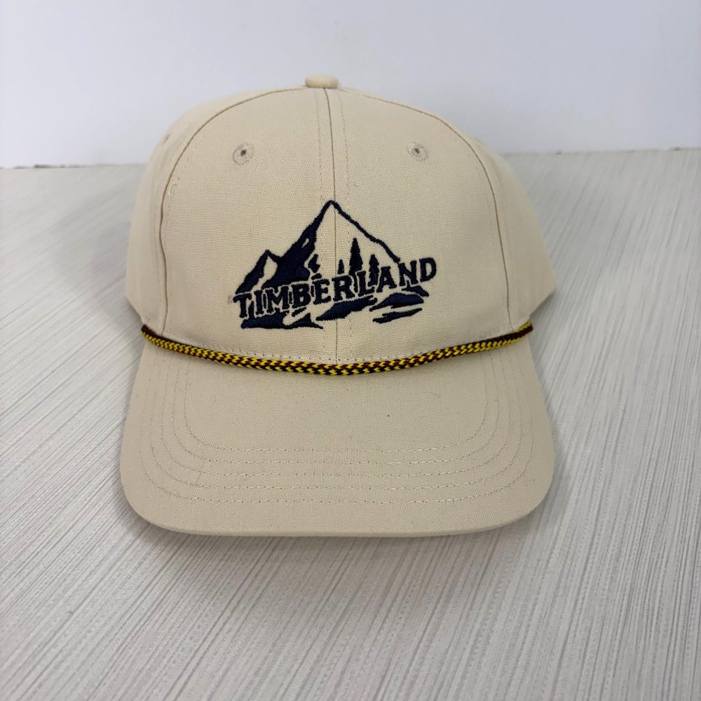 Timberland Men's Beige Logo Graphic Snapback Baseball Rope Cap NEW